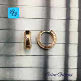 Rose Kenar Kısımları Taş Dizili Düz Halka Küpe