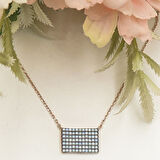 Dikdörtgen Beyaz Milkstone Taşlı Kolye