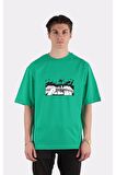 Yeşil %100 Pamuk Bisiklet Yaka Oversize T-shirt Zoro Samurai Wano Kuni Arc