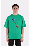 Yeşil %100 Pamuk Bisiklet Yaka Oversize T-shirt Zoro Samurai Wano Kuni Arc