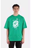 Yeşil %100 Pamuk Bisiklet Yaka Oversize T-shirt Zoro Samurai Wano Kuni Arc