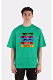 Yeşil %100 Pamuk Bisiklet Yaka Oversize T-shirt Zoro Samurai Wano Kuni Arc