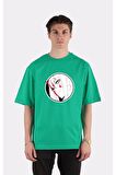 Yeşil %100 Pamuk Bisiklet Yaka Oversize T-shirt Zoro Samurai Wano Kuni Arc