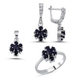 Silverlina Gümüş Safir Taşlı Set