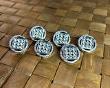 TAŞLI DÜĞME 34 BOY (21,5MM) GÜMÜŞ - 5 ADET