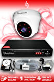 BAYICAM 1 Kameralı Dome 1 İç Kamera Set 320 GB HDD Full HD Gece Görüşlü Güvenlik Kamerası Sistemi