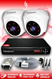 BAYICAM 2 Kameralı Dome 2 İç Kamera Set HDD'siz Full HD Gece Görüşlü Güvenlik Kamerası Sistemi