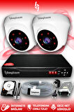 BAYICAM 2 Kameralı Dome 2 İç Kamera Set 100 GB HDD Full HD Gece Görüşlü Güvenlik Kamerası Sistemi