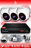 BAYICAM 3 Kameralı Dome 3 İç Kamera Set HDD'siz Full HD Gece Görüşlü Güvenlik Kamerası Sistemi