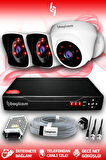 BAYICAM 3 Kameralı Kare 1 İç Kamera Set HDD'siz Full HD Gece Görüşlü Güvenlik Kamerası Sistemi