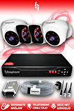 BAYICAM 4 Kameralı Kare 2 İç Kamera Set HDD'siz Full HD Gece Görüşlü Güvenlik Kamerası Sistemi