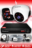 BAYICAM 2 Kameralı Panda 1 İç Kamera Set 320 GB HDD Full HD Gece Görüşlü Güvenlik Kamerası Sistemi