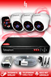 BAYICAM 4 Kameralı Panda 3 İç Kamera Set HDD'siz Full HD Gece Görüşlü Güvenlik Kamerası Sistemi