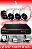 BAYICAM 4 Kameralı Panda 3 İç Kamera Set 2 TB HDD Full HD Gece Görüşlü Güvenlik Kamerası Sistemi