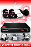 BAYICAM 2 Kameralı Panda 2 Dış Kamera Set 100 GB HDD Full HD Gece Görüşlü Güvenlik Kamerası Sistemi