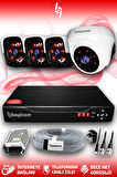 BAYICAM 4 Kameralı Panda 1 İç Kamera Set HDD'siz Full HD Gece Görüşlü Güvenlik Kamerası Sistemi