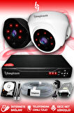 BAYICAM 2 Kameralı Uzay 1 İç Kamera Set 250 GB HDD Full HD Gece Görüşlü Güvenlik Kamerası Sistemi