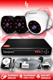 BAYICAM 3 Kameralı Uzay 1 İç Kamera Set 2 TB HDD Full HD Gece Görüşlü Güvenlik Kamerası Sistemi