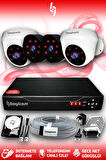 BAYICAM 4 Kameralı Uzay 2 İç Kamera Set 100 GB HDD Full HD Gece Görüşlü Güvenlik Kamerası Sistemi