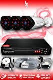 BAYICAM 3 Kameralı Uzay 3 Dış Kamera Set 100 GB HDD Full HD Gece Görüşlü Güvenlik Kamerası Sistemi