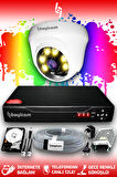 BAYICAM 1 Kameralı Dome 1 İç Kamera Set 320 GB HDD Full HD Renkli Gece Görüşlü Güvenlik Kamerası Sistemi