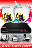 BAYICAM 2 Kameralı Dome 2 İç Kamera Set 320 GB HDD Full HD Renkli Gece Görüşlü Güvenlik Kamerası Sistemi