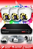 BAYICAM 3 Kameralı Dome 3 İç Kamera Set HDD'siz Full HD Renkli Gece Görüşlü Güvenlik Kamerası Sistemi