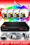 BAYICAM 4 Kameralı Dome 4 İç Kamera Set HDD'siz Full HD Renkli Gece Görüşlü Güvenlik Kamerası Sistemi
