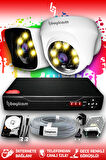 BAYICAM 2 Kameralı Kare 1 İç Kamera Set 320 GB HDD Full HD Renkli Gece Görüşlü Güvenlik Kamerası Sistemi