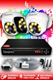 BAYICAM 3 Kameralı Kare 2 İç Kamera Set HDD'siz Full HD Renkli Gece Görüşlü Güvenlik Kamerası Sistemi