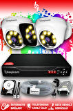 BAYICAM 3 Kameralı Kare 2 İç Kamera Set 100 GB HDD Full HD Renkli Gece Görüşlü Güvenlik Kamerası Sistemi