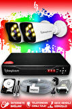 BAYICAM 2 Kameralı Kare 2 Dış Kamera Set 500 GB HDD Full HD Renkli Gece Görüşlü Güvenlik Kamerası Sistemi