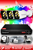 BAYICAM 3 Kameralı Kare 3 Dış Kamera Set 320 GB HDD Full HD Renkli Gece Görüşlü Güvenlik Kamerası Sistemi