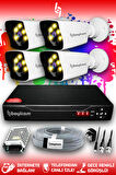 BAYICAM 4 Kameralı Kare 4 Dış Kamera Set HDD'siz Full HD Renkli Gece Görüşlü Güvenlik Kamerası Sistemi