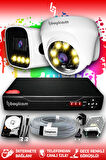 BAYICAM 2 Kameralı Zebra 1 İç Kamera Set 250 GB HDD Full HD Renkli Gece Görüşlü Güvenlik Kamerası Sistemi