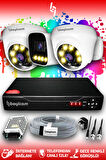 BAYICAM 3 Kameralı Zebra 2 İç Kamera Set HDD'siz Full HD Renkli Gece Görüşlü Güvenlik Kamerası Sistemi