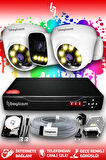 BAYICAM 3 Kameralı Zebra 2 İç Kamera Set 100 GB HDD Full HD Renkli Gece Görüşlü Güvenlik Kamerası Sistemi