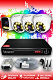 BAYICAM 4 Kameralı Zebra 3 İç Kamera Set HDD'siz Full HD Renkli Gece Görüşlü Güvenlik Kamerası Sistemi