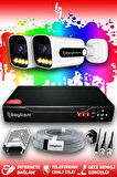 BAYICAM 2 Kameralı Zebra 2 Dış Kamera Set HDD'siz Full HD Renkli Gece Görüşlü Güvenlik Kamerası Sistemi