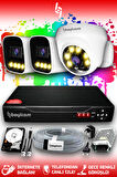 BAYICAM 3 Kameralı Zebra 1 İç Kamera Set 500 GB HDD Full HD Renkli Gece Görüşlü Güvenlik Kamerası Sistemi