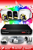 BAYICAM 4 Kameralı Zebra 2 İç Kamera Set HDD'siz Full HD Renkli Gece Görüşlü Güvenlik Kamerası Sistemi
