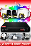 BAYICAM 4 Kameralı Zebra 2 İç Kamera Set 100 GB HDD Full HD Renkli Gece Görüşlü Güvenlik Kamerası Sistemi