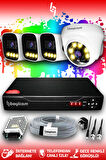 BAYICAM 4 Kameralı Zebra 1 İç Kamera Set HDD'siz Full HD Renkli Gece Görüşlü Güvenlik Kamerası Sistemi