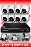 BAYICAM 8 Kameralı Dome 8 İç Kamera Set 100 GB HDD Full HD Gece Görüşlü Güvenlik Kamerası Sistemi