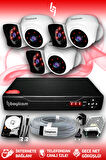 BAYICAM 6 Kameralı Kare 3 İç Kamera Set 2 TB HDD Full HD Gece Görüşlü Güvenlik Kamerası Sistemi