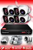 BAYICAM 8 Kameralı Kare 4 İç Kamera Set HDD'siz Full HD Gece Görüşlü Güvenlik Kamerası Sistemi