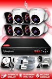 BAYICAM 8 Kameralı Kare 4 İç Kamera Set 1 TB HDD Full HD Gece Görüşlü Güvenlik Kamerası Sistemi