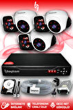 BAYICAM 6 Kameralı Panda 3 İç Kamera Set 320 GB HDD Full HD Gece Görüşlü Güvenlik Kamerası Sistemi