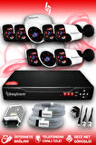 BAYICAM 8 Kameralı Panda 2 İç Kamera Set HDD'siz Full HD Gece Görüşlü Güvenlik Kamerası Sistemi