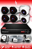 BAYICAM 6 Kameralı Uzay 2 İç Kamera Set 100 GB HDD Full HD Gece Görüşlü Güvenlik Kamerası Sistemi